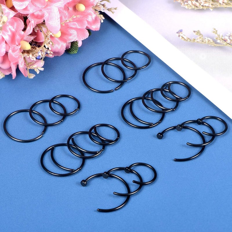 FECTAS Nose Rings Hoops Surgical Steel 18g 20g Gauge 6mm 8mm 10mm 12mm Earrings Piercing Hoops Jewelry for Men Women - Image 2